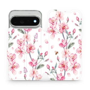 Flip pouzdro na mobil Google Pixel 11 Pro XL - Mobiwear M124S, růžové květy