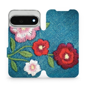 Flip pouzdro na mobil Google Pixel 11 Pro XL - Mobiwear MD05P, džínové květy