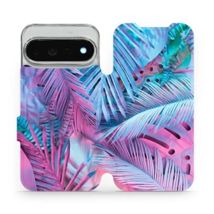 Flip pouzdro na mobil Google Pixel 11 Pro XL - Mobiwear MG10S, fialové a modré listy