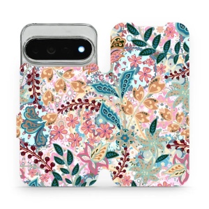 Flip pouzdro na mobil Google Pixel 11 Pro XL - Mobiwear MX04S, spletité kvítky a listy