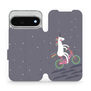 Flip pouzdro na mobil Google Pixel 11 Pro XL - Mobiwear V024P, jednorožec na kole