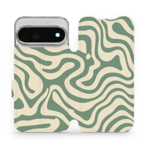 Flip pouzdro na mobil Google Pixel 11 Pro XL - Mobiwear VA57S, zelené a béžové zkrouceniny