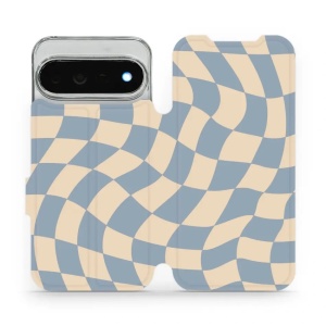 Flip pouzdro na mobil Google Pixel 11 Pro XL - Mobiwear VA59S, modrá a béžová šachovnice