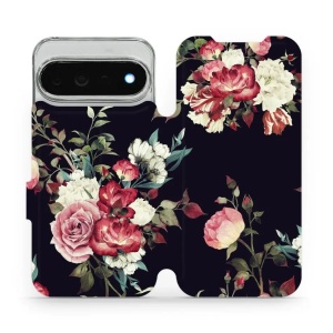 Flip pouzdro na mobil Google Pixel 11 Pro XL - Mobiwear VD11P, růže na černé