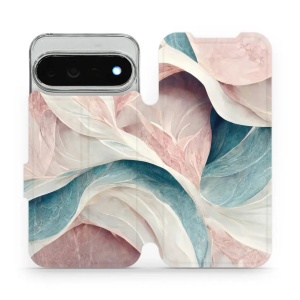 Flip pouzdro na mobil Google Pixel 11 Pro XL - Mobiwear VP33S, růžový a zelenkavý mramor