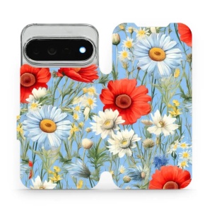 Flip pouzdro na mobil Google Pixel 11 Pro XL - Mobiwear VP44S, červené a bílé květy