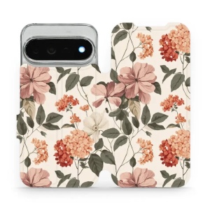 Flip pouzdro na mobil Google Pixel 11 Pro XL - Mobiwear VB12S, květiny ve stylu 50. let