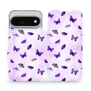 Flip pouzdro na mobil Google Pixel 11 Pro XL - Mobiwear VP76S, fialoví motýlci