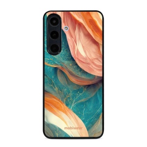 Lesklý kryt na mobil Samsung Galaxy S26 FE - Mobiwear Glossy G025G, azurový a oranžový mramor