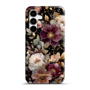 Odolný kryt na mobil Samsung Galaxy S26 FE - Mobiwear Elite Pro E169E, zlatavé kvítky