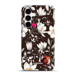 Odolný kryt na mobil Samsung Galaxy S26 FE - Mobiwear Elite Pro EP72E, květy na hnědé