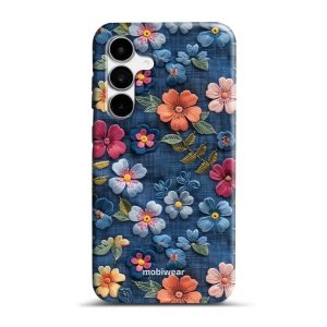 Odolný kryt na mobil Samsung Galaxy S26 FE - Mobiwear Elite Pro EB05E, květiny na denimu