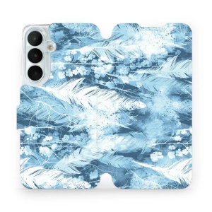 Flip pouzdro na mobil Samsung Galaxy S26 FE - Mobiwear M058S, světle modrá horizontální pírka
