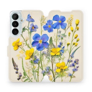 Flip pouzdro na mobil Samsung Galaxy S26 FE - Mobiwear VP41S, modré a žluté kvítky