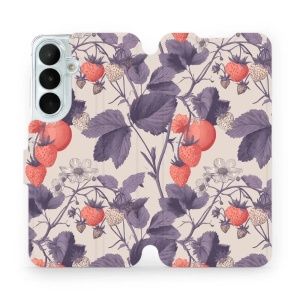 Flip pouzdro na mobil Samsung Galaxy S26 FE - Mobiwear VB01S, jahodový herbář