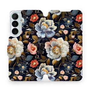 Flip pouzdro na mobil Samsung Galaxy S26 FE - Mobiwear VB04S, vyšívaná kytice