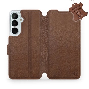 Kožené flip pouzdro na mobil Samsung Galaxy S26 FE - Mobiwear - hnědé