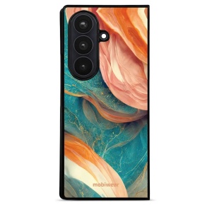 Lesklý kryt na mobil Samsung Galaxy Z Fold8 Ultra - Mobiwear Glossy G025G, azurový a oranžový mramor