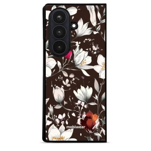 Lesklý kryt na mobil Samsung Galaxy Z Fold8 Ultra - Mobiwear Glossy GP72G, květy na hnědé