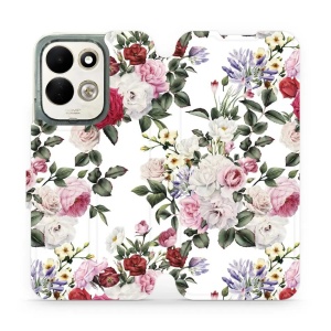 Flip pouzdro na mobil Xiaomi Redmi 17 - Mobiwear MD01S, růže na bílé