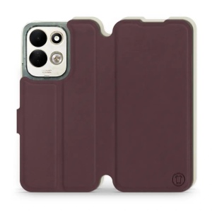 Flip pouzdro Mobiwear Semiš na mobil Xiaomi Redmi 17 - bordové & béžové
