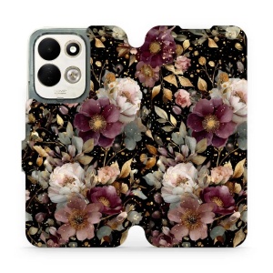 Flip pouzdro na mobil Xiaomi Redmi 17 - Mobiwear V169S, zlatavé kvítky