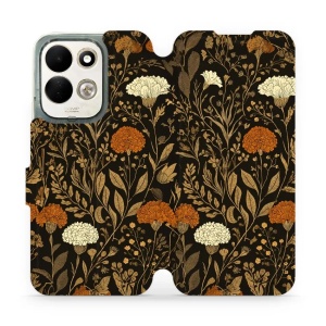 Flip pouzdro na mobil Xiaomi Redmi 17 - Mobiwear V174S, béžová a oranžová kvítka