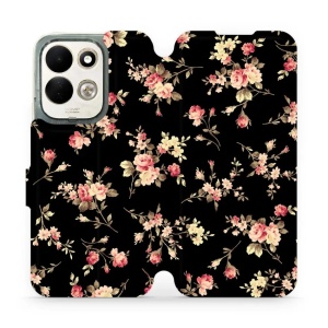 Flip pouzdro na mobil Xiaomi Redmi 17 - Mobiwear VD02S, květy na černé