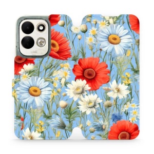 Flip pouzdro na mobil Xiaomi Redmi 17 - Mobiwear VP44S, červené a bílé květy