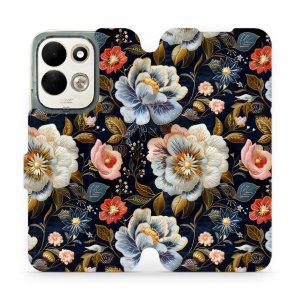 Flip pouzdro na mobil Xiaomi Redmi 17 - Mobiwear VB04S, vyšívaná kytice
