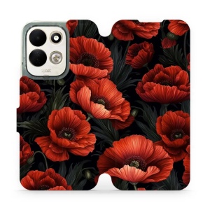 Flip pouzdro na mobil Xiaomi Redmi 17 - Mobiwear VP45S, temné červené květy