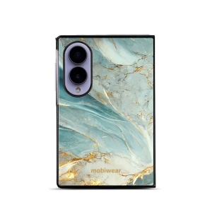 Lesklý kryt na mobil Samsung Galaxy Z Fold8 - Mobiwear Glossy G022G, zelenkavý a zlatavý mramor