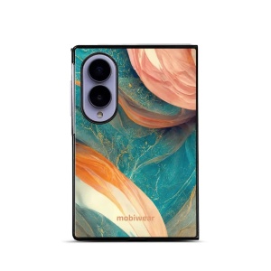 Lesklý kryt na mobil Samsung Galaxy Z Fold8 - Mobiwear Glossy G025G, azurový a oranžový mramor