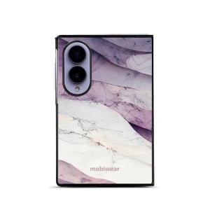 Lesklý kryt na mobil Samsung Galaxy Z Fold8 - Mobiwear Glossy G028G, bílý a fialový mramor