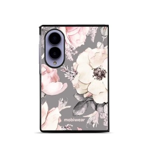 Lesklý kryt na mobil Samsung Galaxy Z Fold8 - Mobiwear Glossy G034G, květy na šedém pozadí