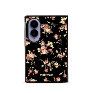 Lesklý kryt na mobil Samsung Galaxy Z Fold8 - Mobiwear Glossy G039G, květy na černé
