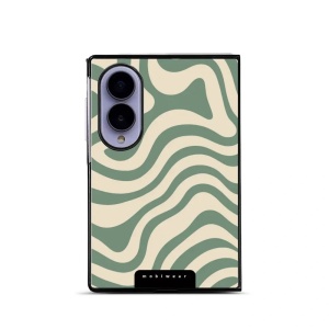 Lesklý kryt na mobil Samsung Galaxy Z Fold8 - Mobiwear Glossy GA57G, zelené a béžové zkrouceniny