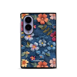 Lesklý kryt na mobil Samsung Galaxy Z Fold8 - Mobiwear Glossy GB05G, květiny na denimu