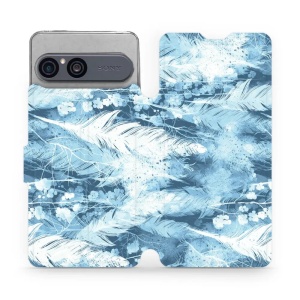 Flip pouzdro na mobil Sony Xperia 10 VII - Mobiwear M058S, světle modrá horizontální pírka
