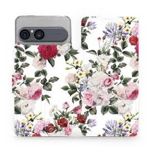 Flip pouzdro na mobil Sony Xperia 10 VII - Mobiwear MD01S, růže na bílé