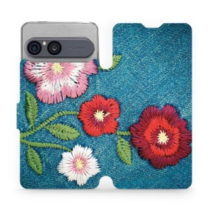 Flip pouzdro na mobil Sony Xperia 10 VII - Mobiwear MD05P, džínové květy