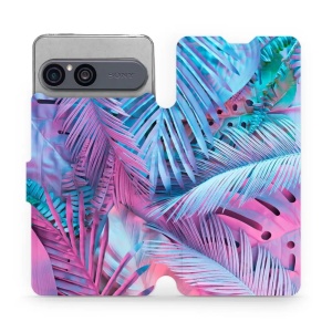 Flip pouzdro na mobil Sony Xperia 10 VII - Mobiwear MG10S, fialové a modré listy