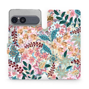 Flip pouzdro na mobil Sony Xperia 10 VII - Mobiwear MX04S, spletité kvítky a listy
