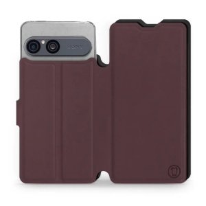 Flip pouzdro Mobiwear Semiš na mobil Sony Xperia 10 VII - bordové & černé