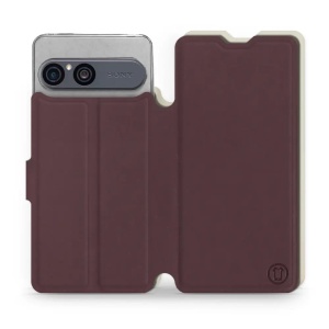 Flip pouzdro Mobiwear Semiš na mobil Sony Xperia 10 VII - bordové & béžové