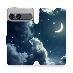 Flip pouzdro na mobil Sony Xperia 10 VII - Mobiwear V145P, noční obloha s měsícem