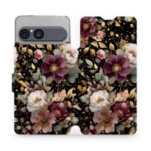 Flip pouzdro na mobil Sony Xperia 10 VII - Mobiwear V169S, zlatavé kvítky