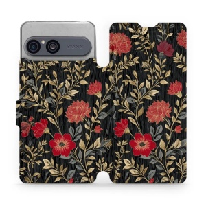 Flip pouzdro na mobil Sony Xperia 10 VII - Mobiwear V172S, červená kvítka