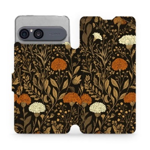 Flip pouzdro na mobil Sony Xperia 10 VII - Mobiwear V174S, béžová a oranžová kvítka