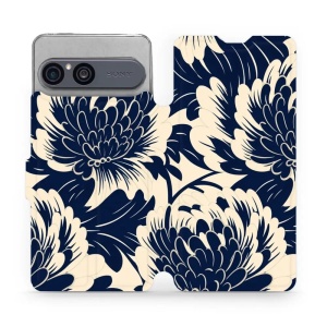 Flip pouzdro na mobil Sony Xperia 10 VII - Mobiwear VA40S, modré a béžové květy